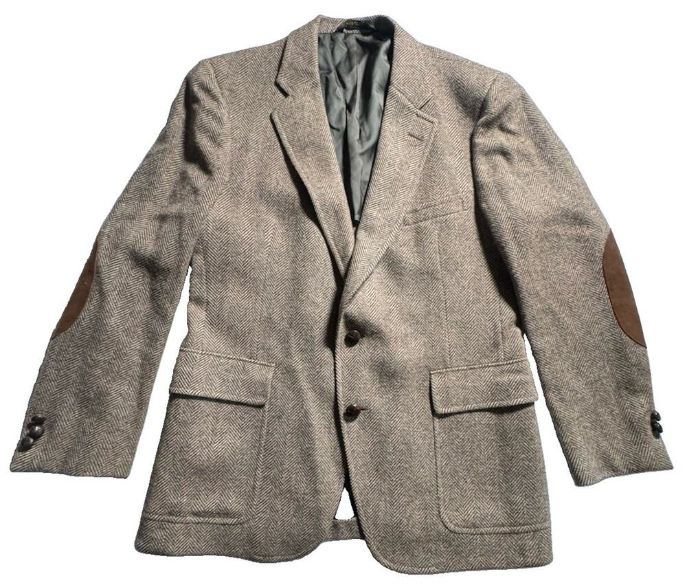 Vintage Hart Schaffner Marx Wool Herringbone Blazer 42R